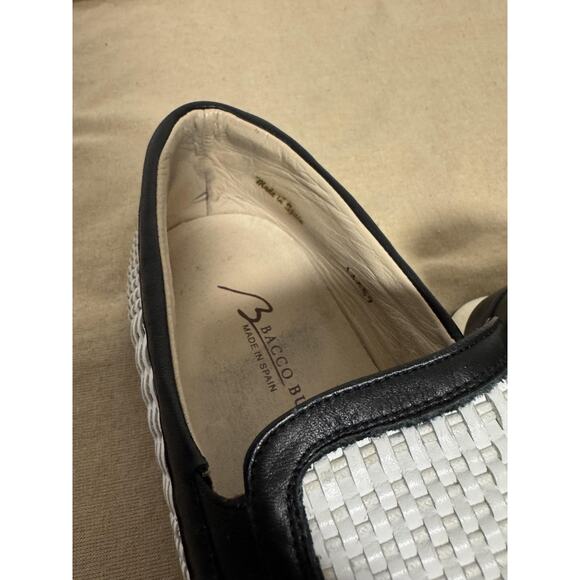 Bacco Bucci Shoes Mens Size 9.5 White Black LAMA Woven Slip On Loafers Casual main image 8